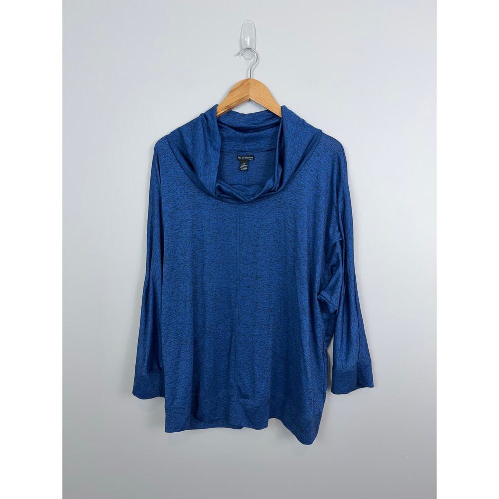 New Directions Women’s Cowl Neck Top Sz 2x Poly Spandex Athletic Blue & Black